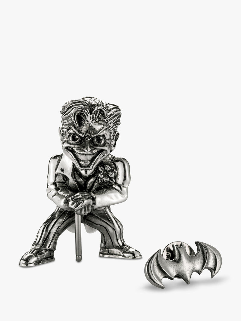 Royal Selangor Joker figurine and Batman lapel pin set, imported from the UK