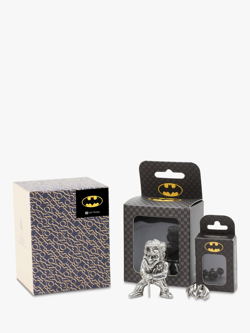 Royal Selangor Joker figurine and Batman lapel pin set, imported from the UK