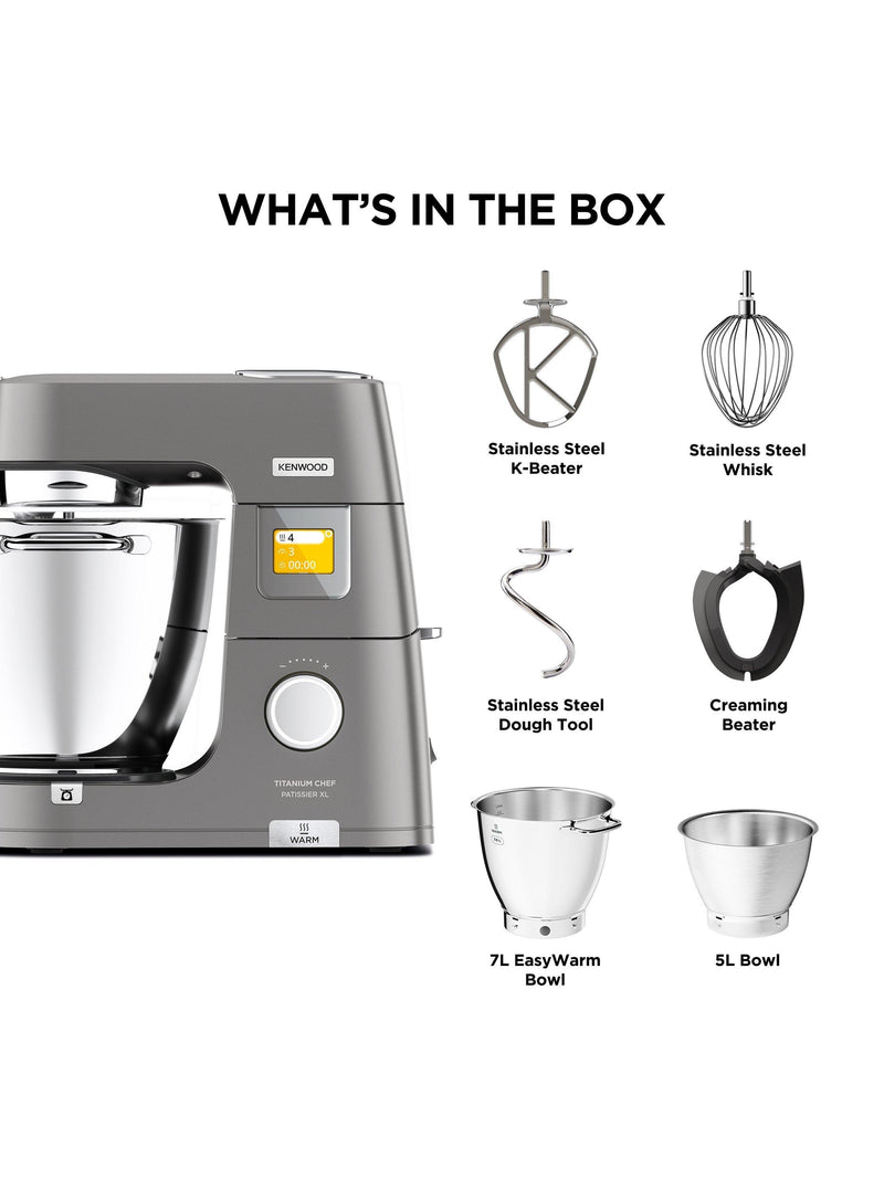 Kenwood Chef Titanium Patissier XL stand mixer 7L silver, UK version