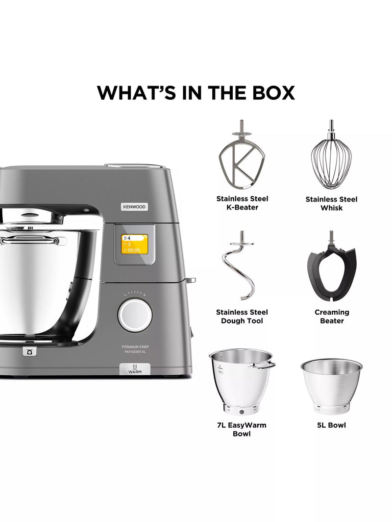 Kenwood Chef Titanium Patissier XL stand mixer 7L silver, UK version