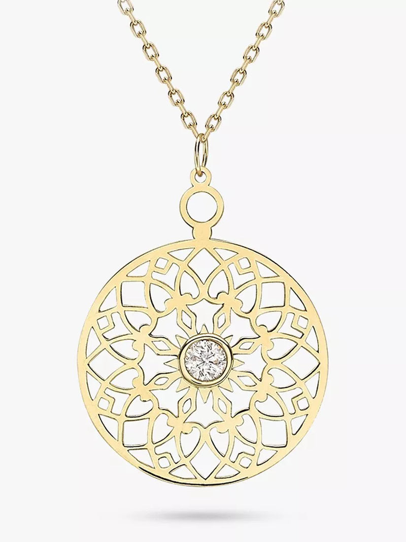 IBB gold pendant necklace filigree cubic zirconia 9ct, from Turkey