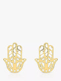 IBB filigree Hamsa hand stud earrings 9ct gold (British brand)
