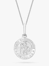 John Lewis IBB 9ct White Gold St Christopher Round Medal Satin Pendant Necklace- Buy online at McGrocer