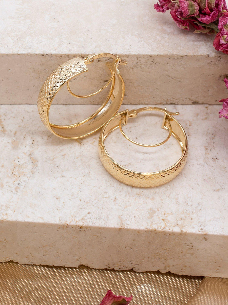 IBB 9ct gold double hoop creole earrings, UK version