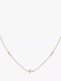 IBB 9ct gold cubic zirconia triple cross chain necklace - British product