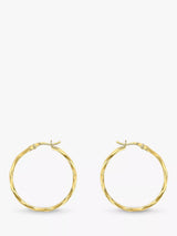John Lewis IBB 9ct Gold Diamond Cut Faceted Hoop Creole Earrings- Buy online at McGrocer
