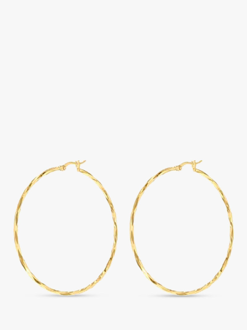 IBB 9ct gold diamond cut hoop earrings (British brand)