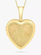 John Lewis IBB 9ct Gold Etched St Christopher Heart Locket Pendant Necklace- Buy online at McGrocer