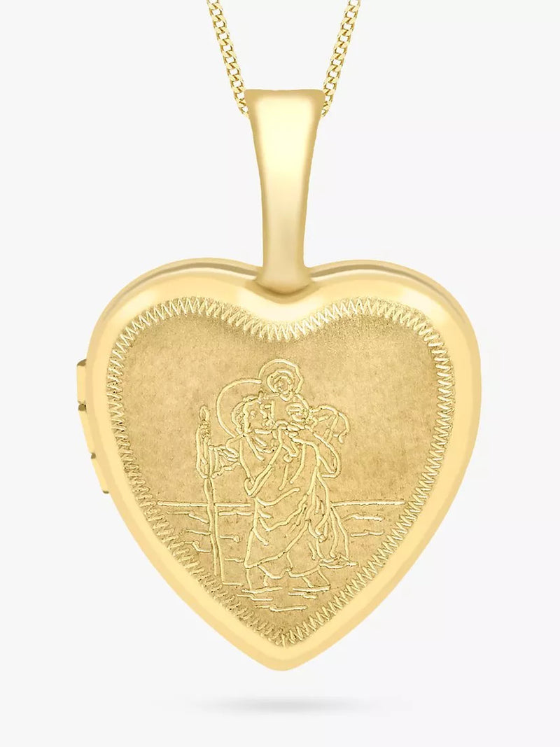 IBB 9ct gold St Christopher heart locket pendant necklace 46cm (British brand)