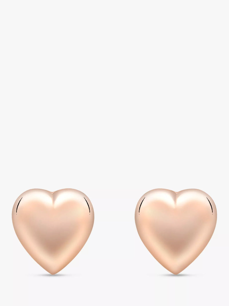 IBB 9ct Gold Puff Heart Stud Earrings