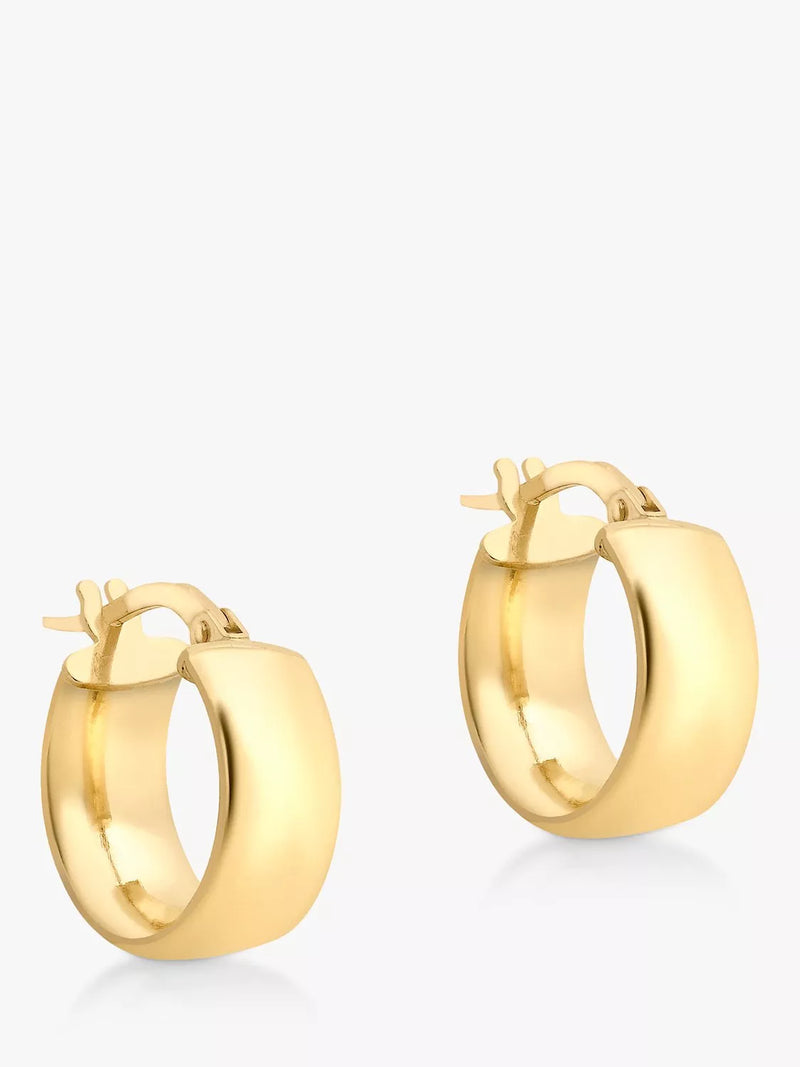 IBB 9ct gold wide creole hoop earrings, imported from the UK