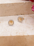 IBB gold stud earrings life tree cubic zirconia, imported from the UK