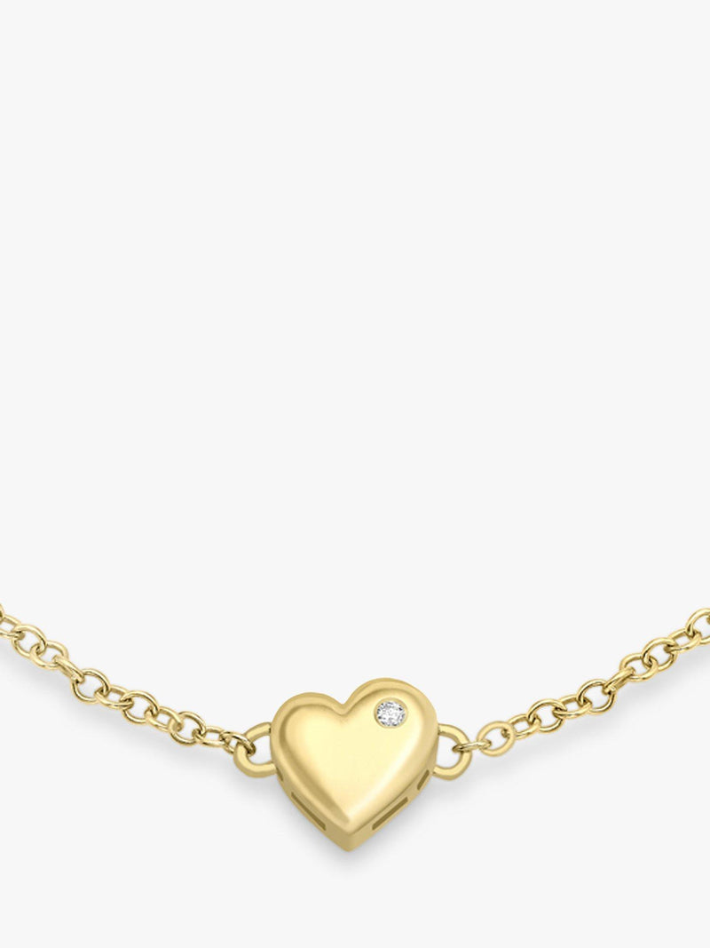 IBB 9ct gold diamond heart bracelet 19cm (British brand)