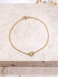 IBB 9ct gold diamond heart bracelet 19cm (British brand)