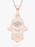 IBB Hamsa hand pendant 9ct gold cubic zirconia, imported from the UK