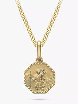 John Lewis IBB 9ct Gold St Christopher Diamond Cut Satin Octagonal Pendant Necklace- Buy online at McGrocer