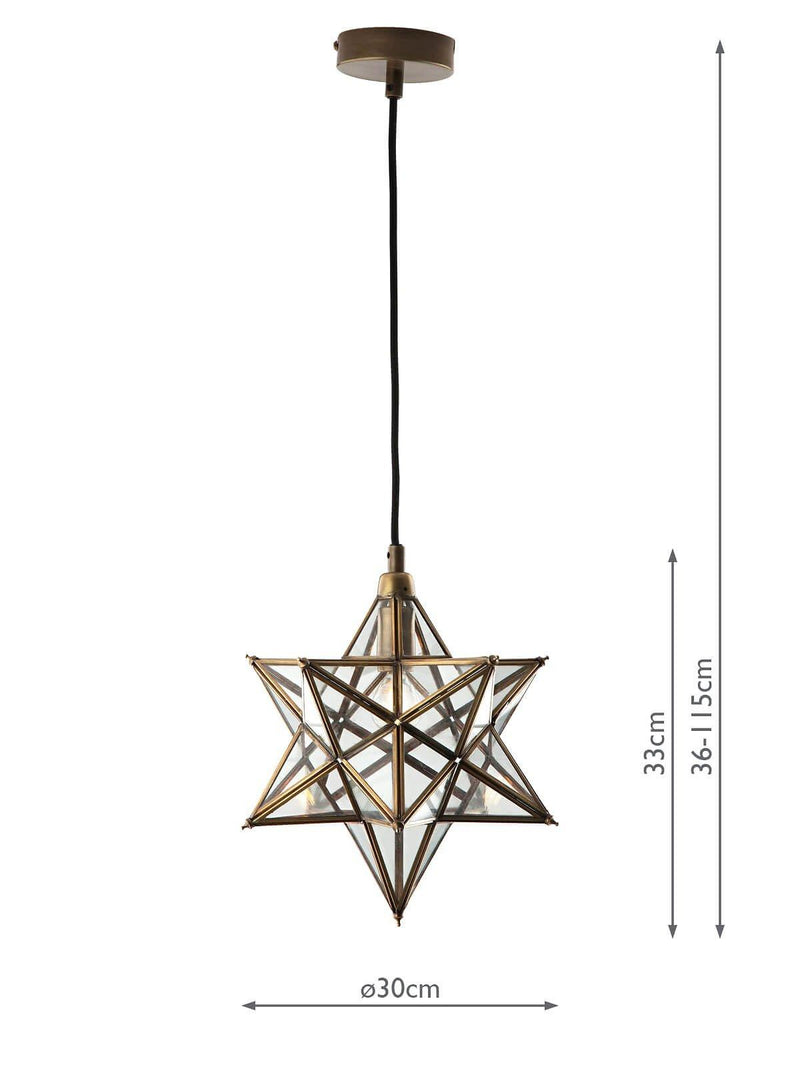 Där Ilario Star small ceiling light antique brass, imported from the UK