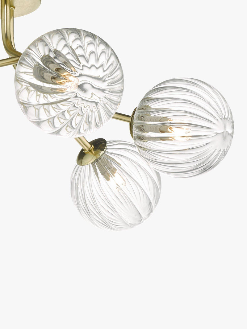 Där Yiska ribbed glass semi flush ceiling light - British product