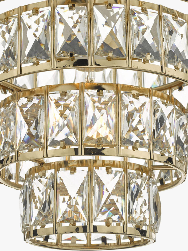 Där Cerys crystal chandelier ceiling light in gold - British product