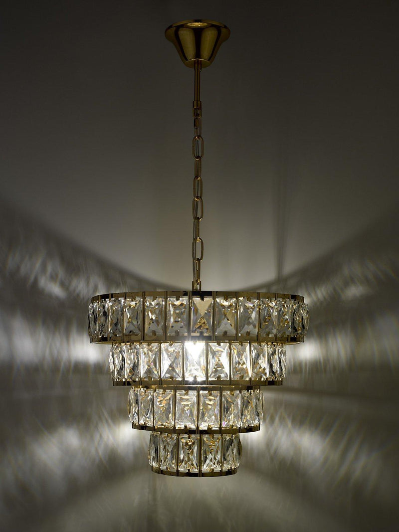 Där Cerys crystal chandelier ceiling light in gold - British product