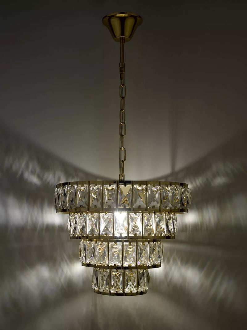Där Cerys crystal chandelier ceiling light in gold - British product
