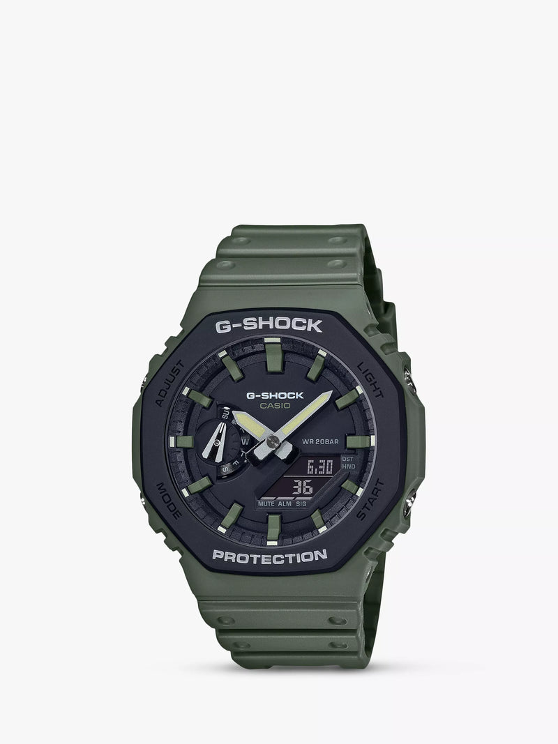 Casio Men's G-Shock watch with green/black resin strap - British product
