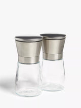 John Lewis John Lewis Tip Top Stainless Steel Salt & Pepper Mills Set of 2 Chrome/Clear- Buy online at McGrocer