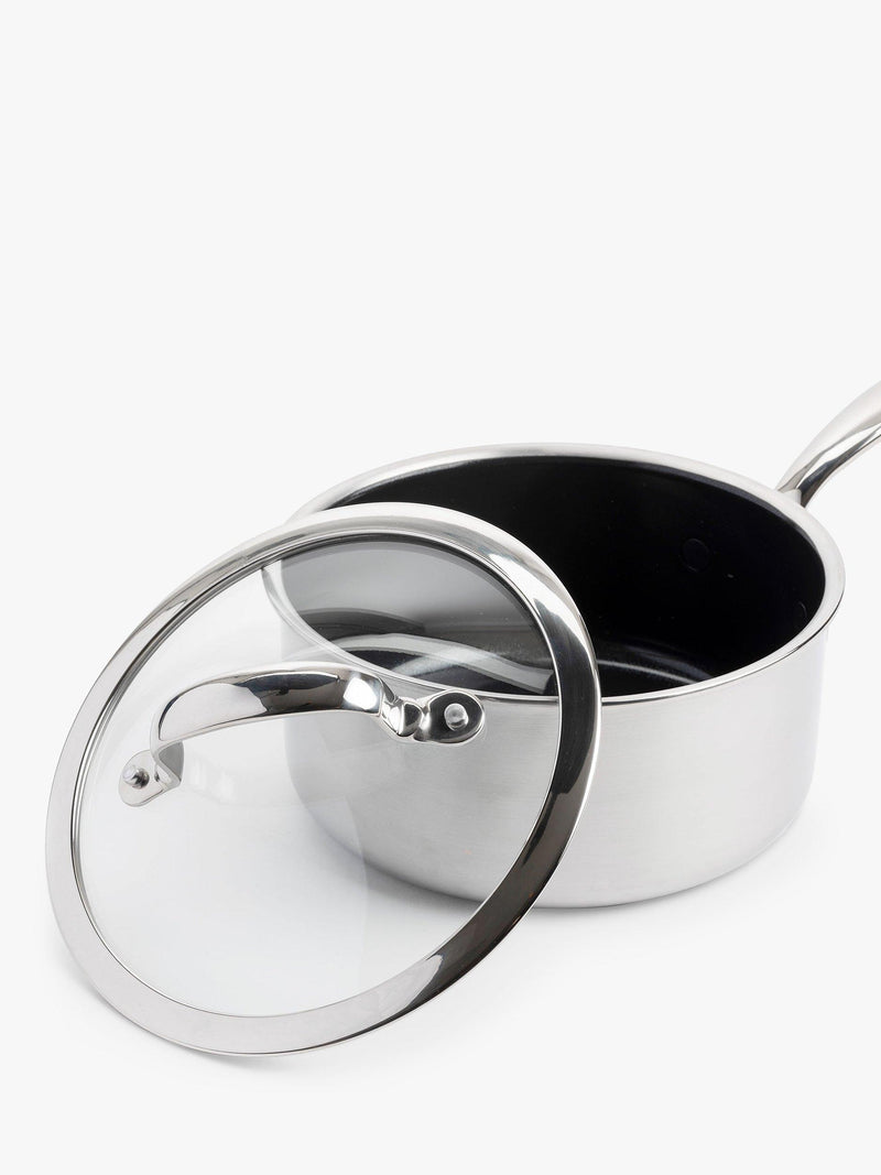 GreenPan Premiere 3-piece stainless steel saucepan set, UK version