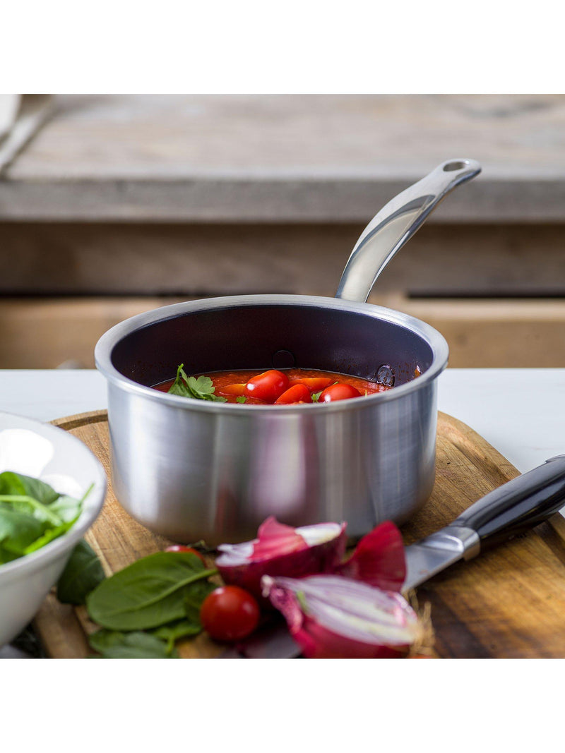 GreenPan Premiere 3-piece stainless steel saucepan set, UK version