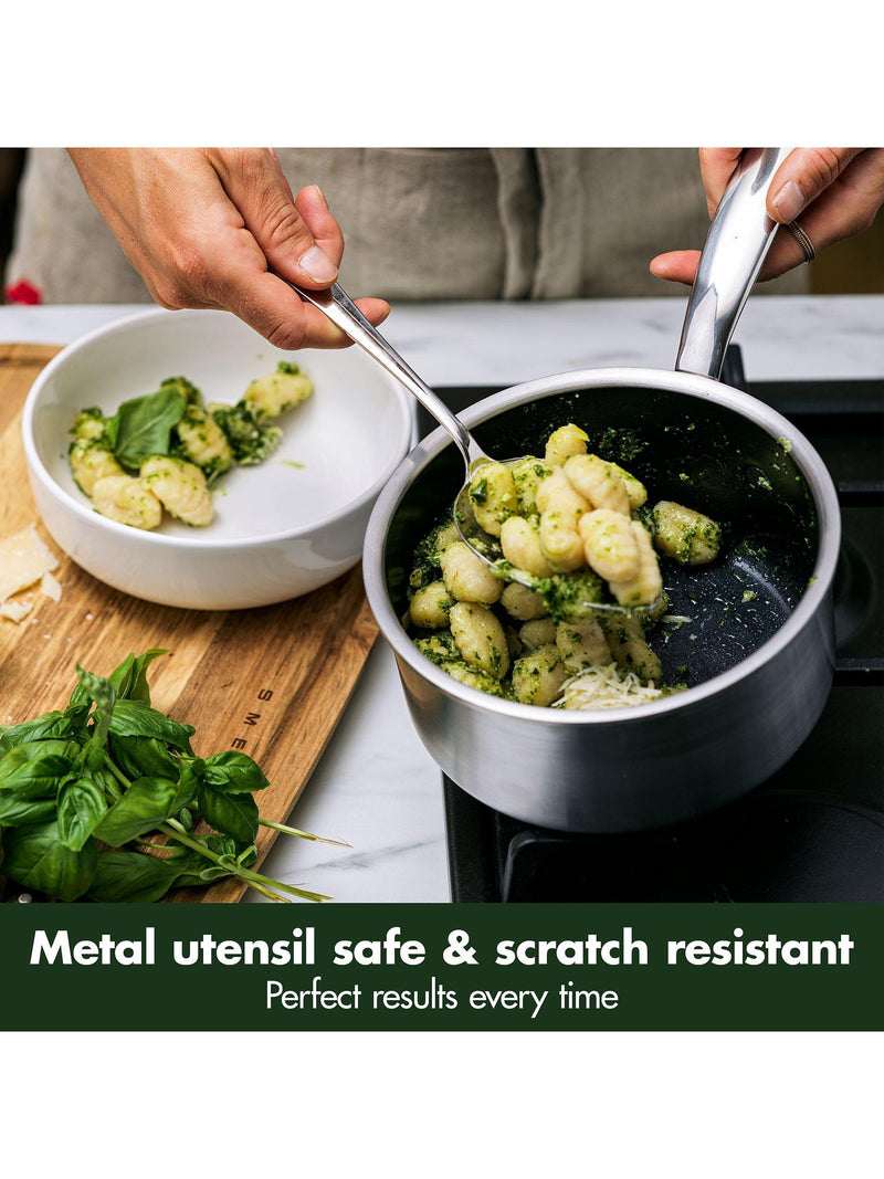 GreenPan Premiere 3-piece stainless steel saucepan set, UK version