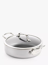 John Lewis GreenPan Premiere Stainless Steel Ceramic Non-Stick Shallow Casserole with Glass Lid, 26cm- Buy online at McGrocer