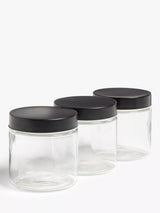 John Lewis John Lewis Glass Storage Container Set of 3 870ml Clear/Black- Buy online at McGrocer