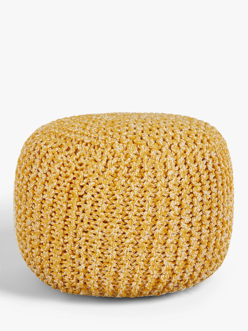 John Lewis chunky knitted pouffe 50cm cotton cover, imported from the UK