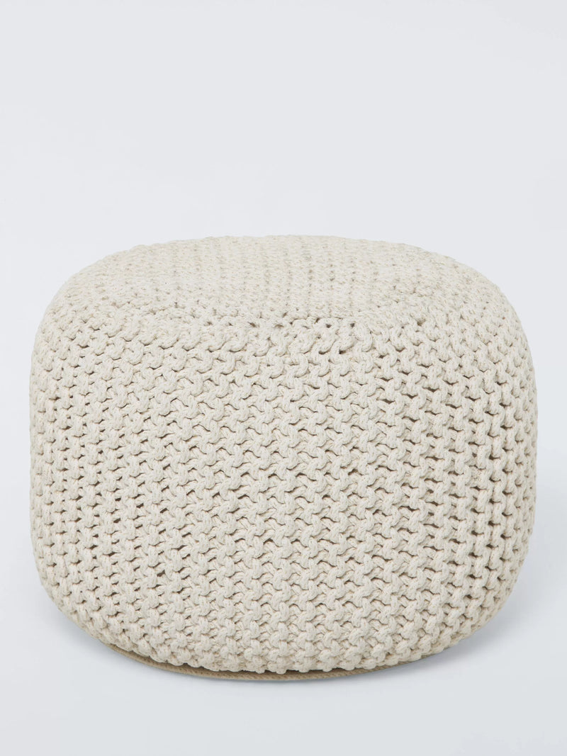 John Lewis Chunky Knitted Pouffe, White