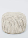 John Lewis Chunky Knitted Pouffe, White