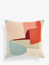 John Lewis Collage Blocks Cushion with Cotton Base and Hand Crewel Embroidery, Multi- Buy online at McGrocer