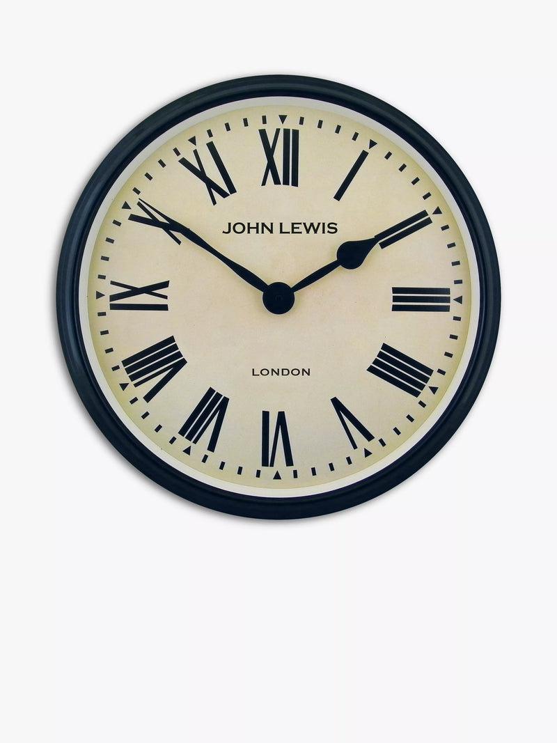 Lascelles personalised wall clock Roman numerals 50cm black, imported from the UK