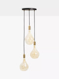 Tala brass triple pendant light with Voronoi II bulbs - British product