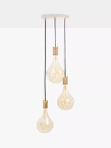 John Lewis Tala Oak Triple Pendant Cluster Ceiling Light with Voronoi II 3W Dimmable Tinted LED Bulbs- Buy online at McGrocer