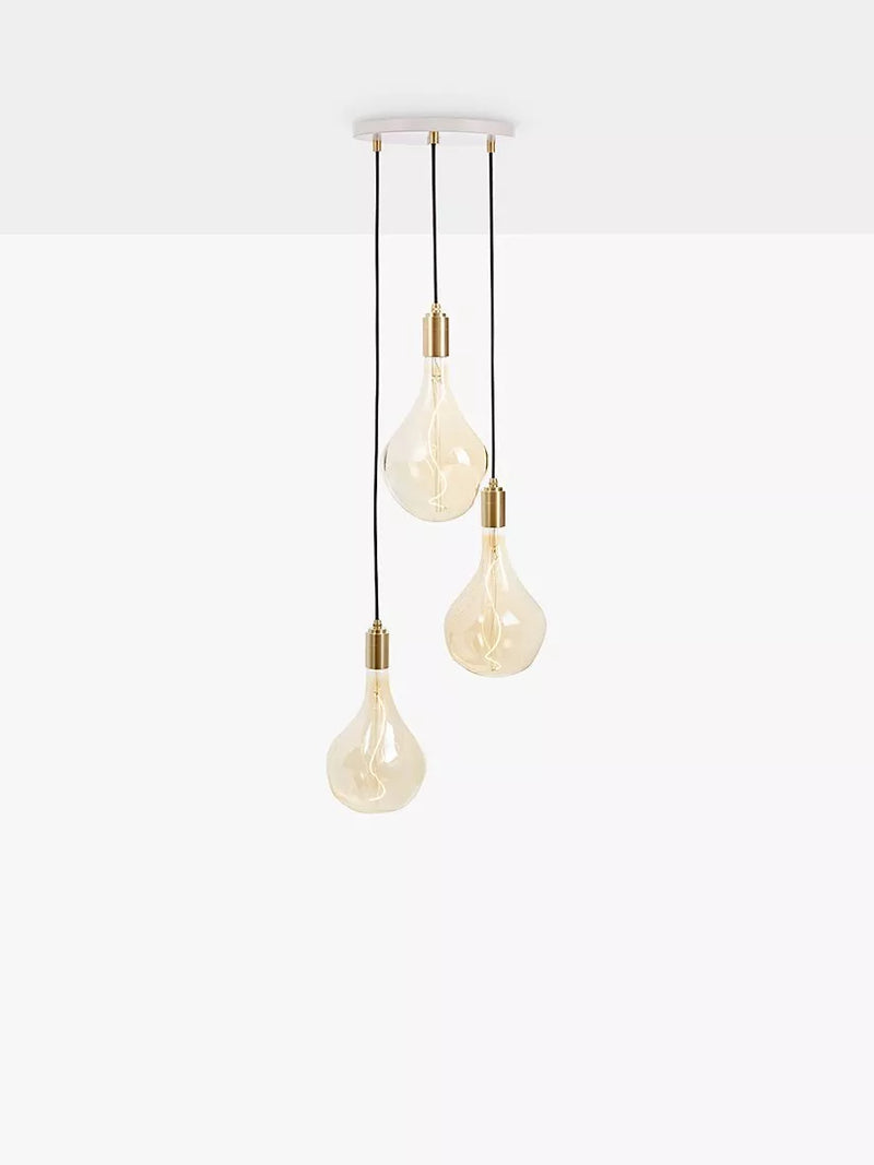 Tala Brass Triple Pendant Ceiling Light with Voronoi II 3W Dimmable LED Tinted Bulbs