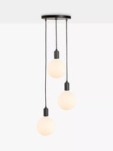 John Lewis Tala Graphite Triple Pendant Ceiling Light with Sphere IV Dim to Warm LED Globe Bulbs- Buy online at McGrocer