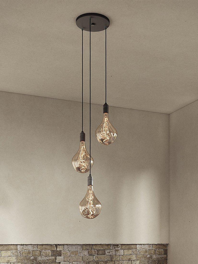 Tala triple pendant light with Voronoi II LED bulbs graphite (British brand)