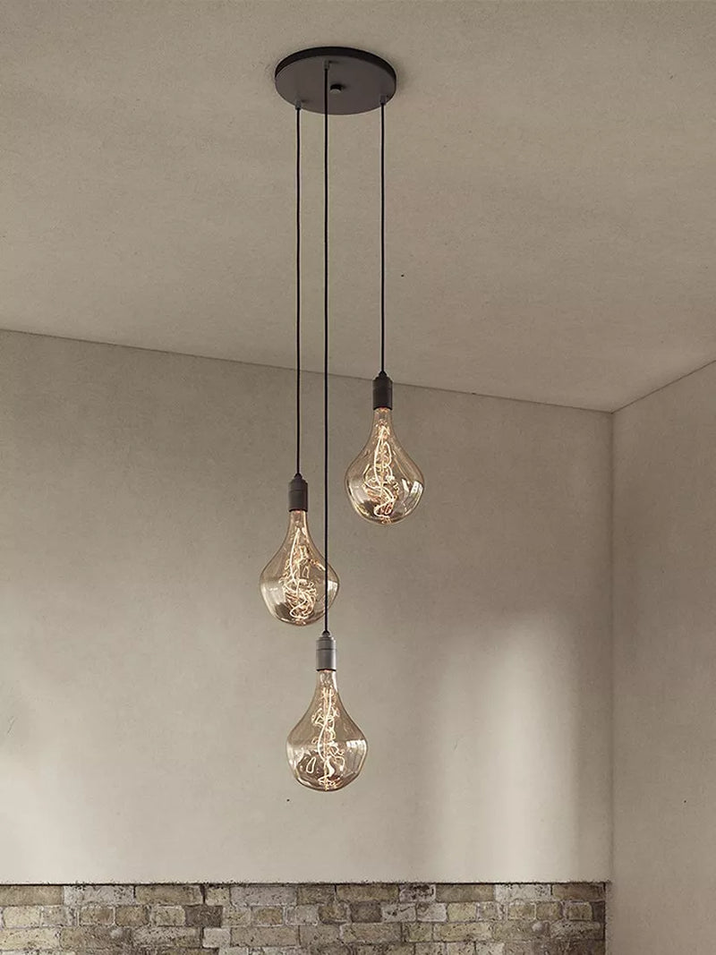 Tala triple pendant light with Voronoi II LED bulbs graphite (British brand)