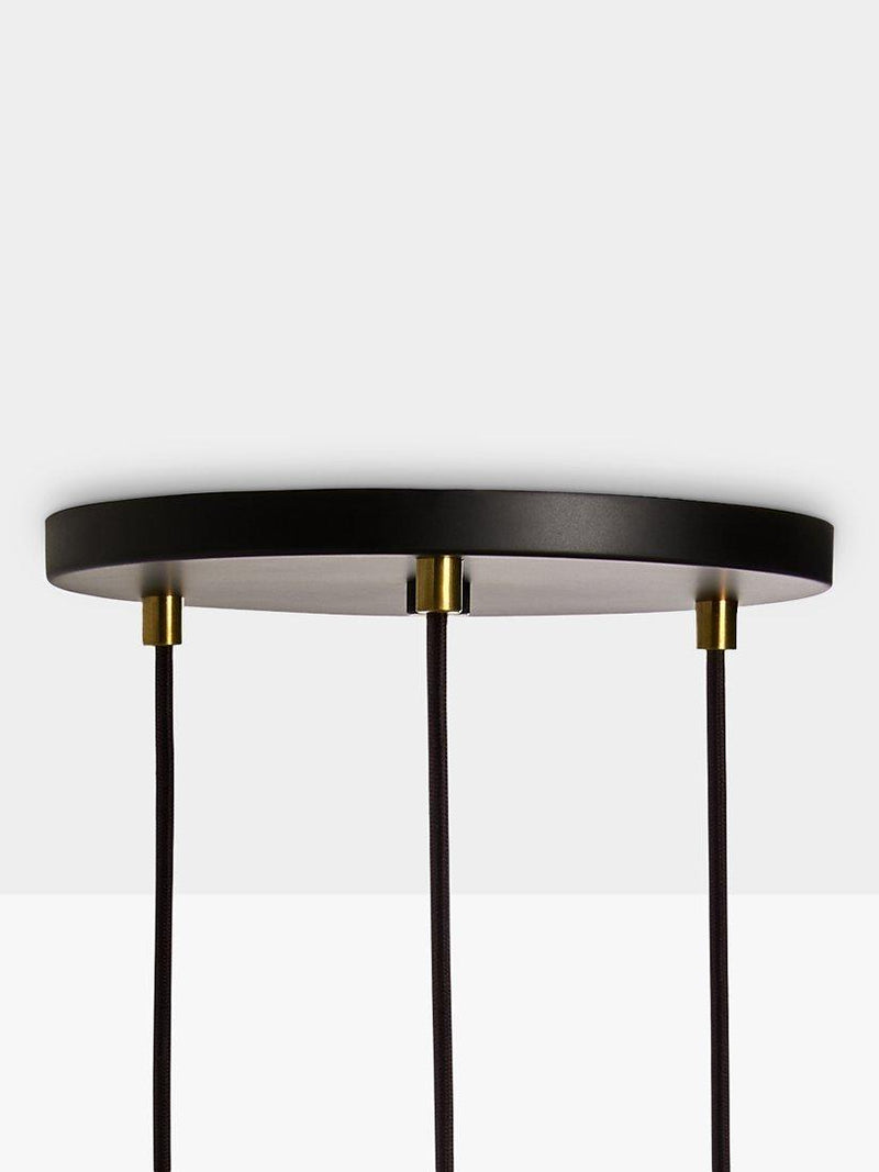 Tala walnut triple pendant cluster with LED bulbs, UK version