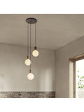 Tala walnut triple pendant cluster with LED bulbs, UK version