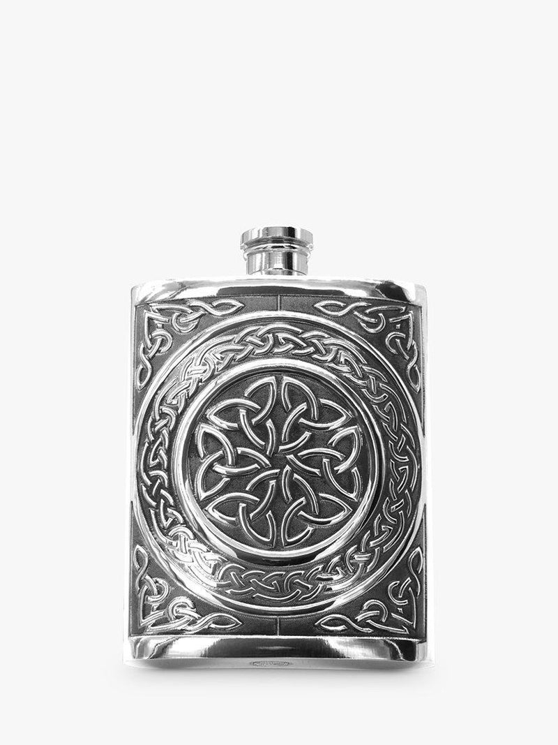 English Pewter Company Celtic hip flask 177ml, UK version