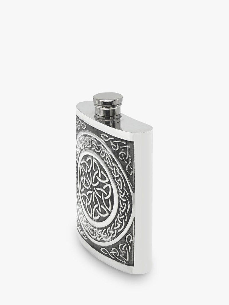 English Pewter Company Celtic hip flask 177ml, UK version