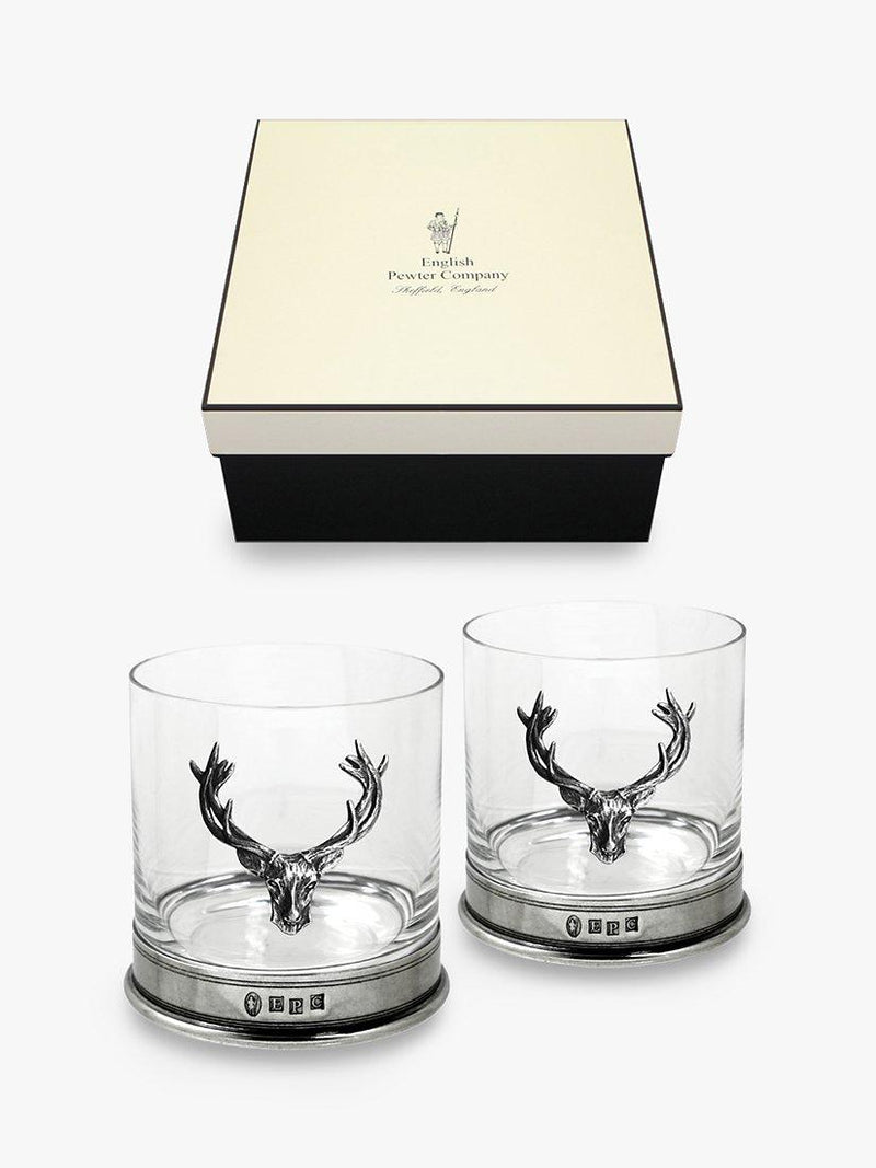 English Pewter Company stag design pewter tumblers set of two - British product