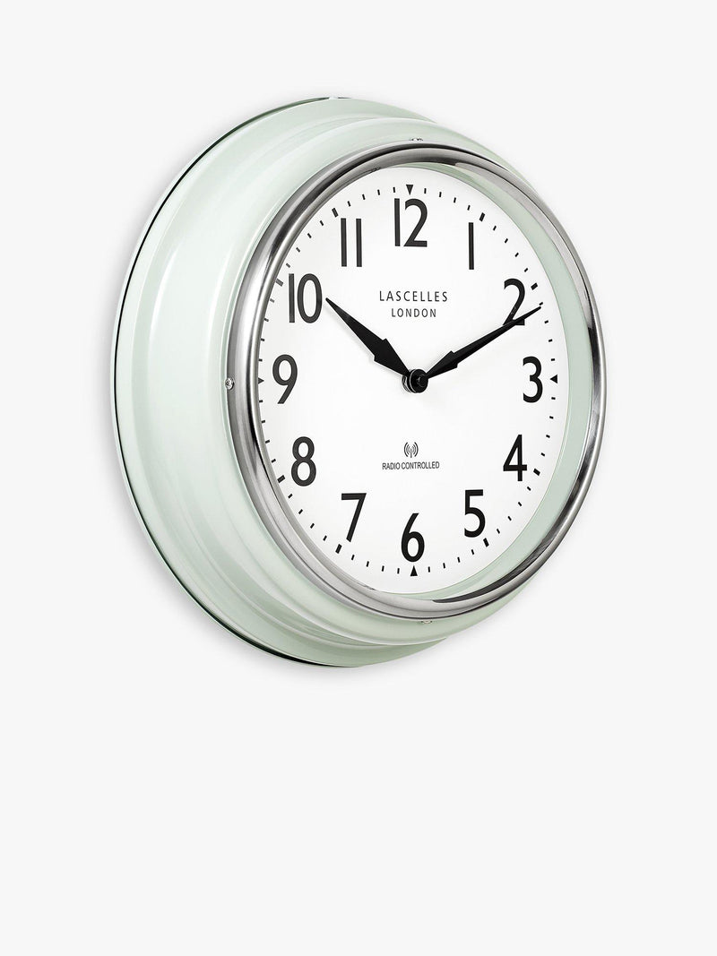 Lascelles retro wall clock 35cm pastel green, UK version