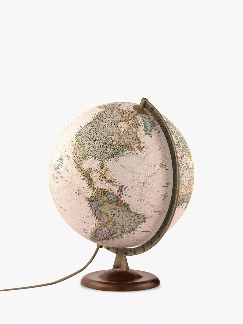 National Geographic illuminated antique style gold globe with 30cm sphere, imported from the UK